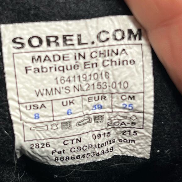 Sorel Boots Womens 8 SlimBoot Ankle Black Herringbone Waterproof Leather Winter - Picture 8 of 11